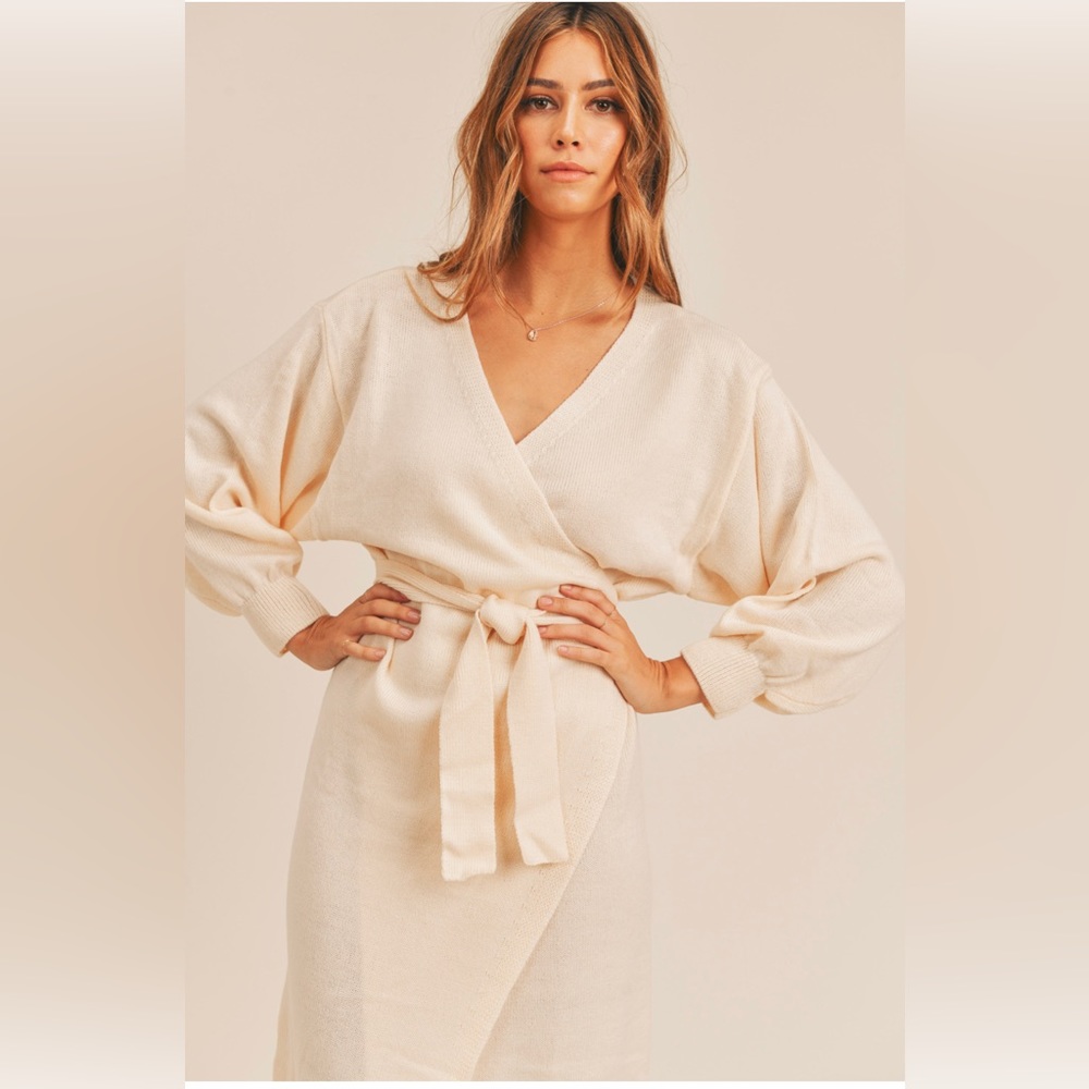 NWT Alice Cardigan Sweater Dress In Ivory - Picture 2 of 4